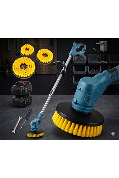 NO BRAND Perie cu baterie Power Scrubber – Set 4 în 1, 2 baterii
