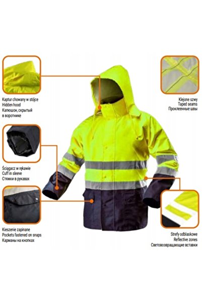 NEO Tools Jachetă de lucru de avertizare impermeabilă, galbenă, XXL
