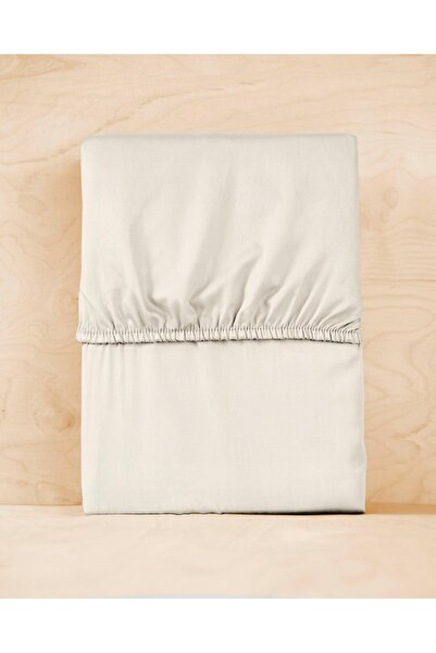 NO BRAND Cearșaf de pat din bumbac satinat cu elastic 200x220 Ecru Pur Detexpol