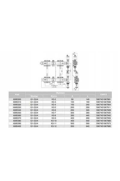 NO BRAND Racord de distribuție pentru radiator cu 7 circuite, inox, K3-7, VALVEX