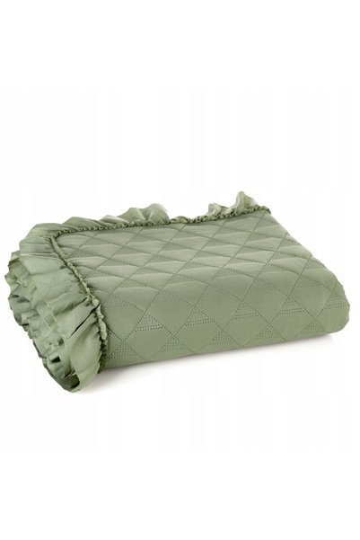Eurofirany Cuvertură de pat decorativă 220x240 Vanessa cu volane Verde deschis