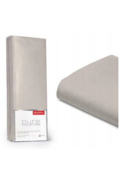 NO BRAND Cearșaf de pat din bumbac satinat cu elastic 180x200 Bej Pur Detexpol