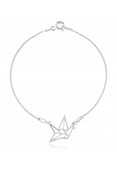 NO BRAND Brățară cu pasăre cocor origami, argint 925