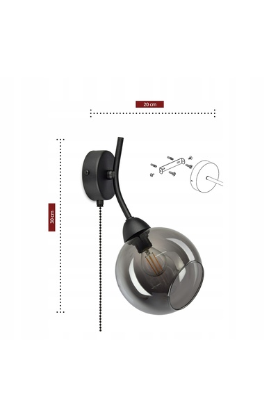 NO BRAND Lampa de perete, aplice, sferă de sticlă, grafit, E14, LED