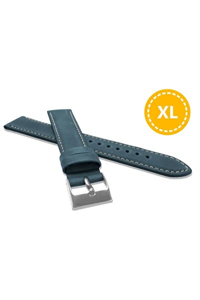 NO BRAND Curea lungă din piele albastru marin XL pentru smartwatch 22 mm LAVV...