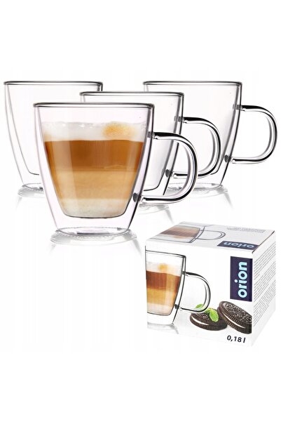 NO BRAND 4x Pahar termic cu perete dublu din sticlă pentru cafea, latte, ceai...