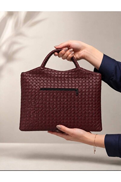 addy Black Intrecciato Minimalist Knitted Textured Mother's Handbag
