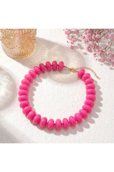 Choice5 Rose Red 1pc Bohemian Fashion Casual Dopamine Acrylic Bead Necklace C...