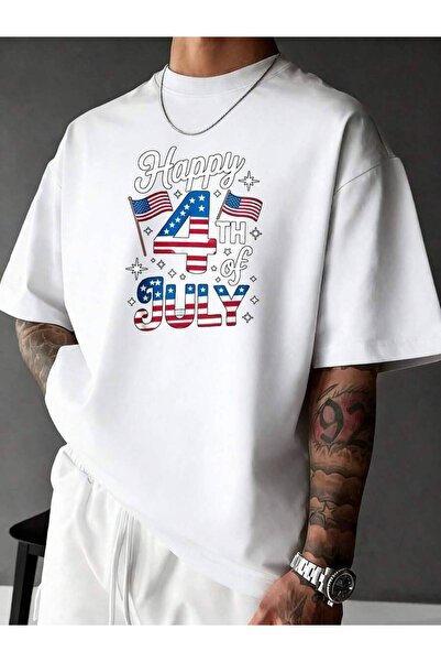 NOURAM 250 Years Freedom Pattern T-Shirt Men Street Print Happy 4Th Of July B...