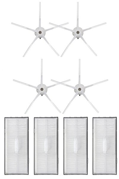 Rovexa Compatibil cu Roborock G10, 4 filtre Hepa, 4 perii laterale albe
