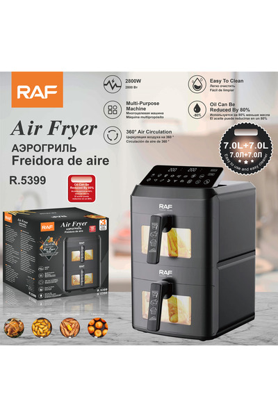 raf Electric Dual Drawer Air Fryer 14L, Black / Silver, R.5399, 3 Years
