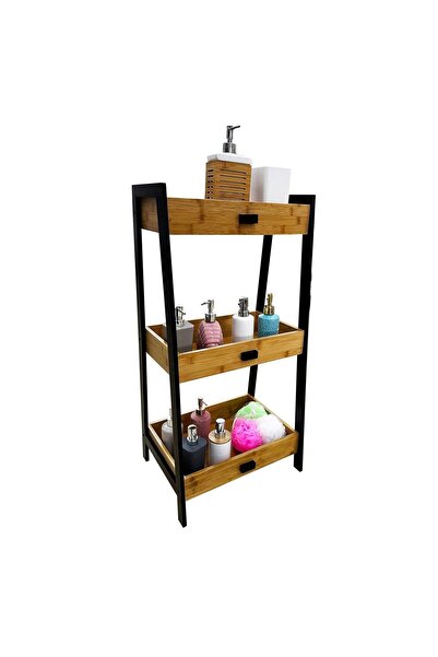 Zâna Casei Bamboo Shelf with Wooden Legs 45x35x90cm