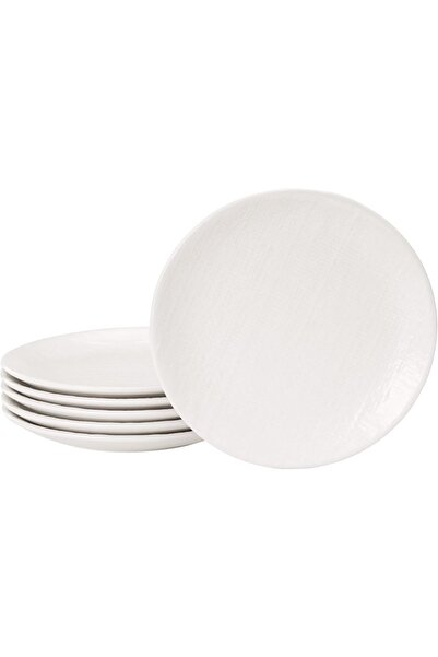 Navaris Linen Artisan Salad Plates - Κεραμικό Σετ Πιάτων Φαγητού 6 Τεμαχίων -...