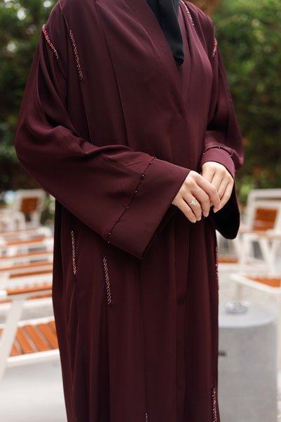 arga prive Dubai Silk Hand Embroidered Abaya Rose