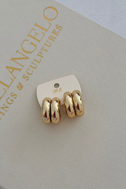 Lavian Accessories Gold Çift Bombeli Halka Küpe