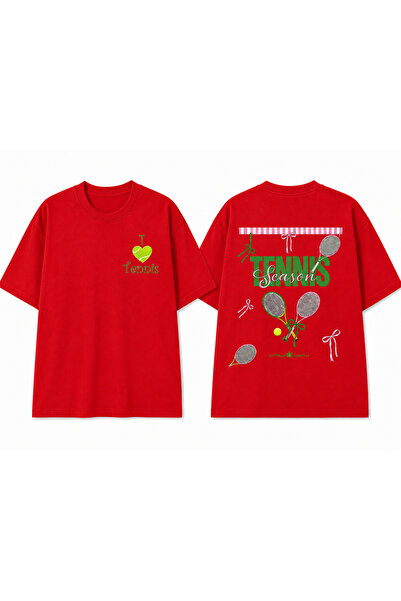 VODEXA Unisex Oversize Tennis Printed T-Shirt 100% Cotton Tennis Themed Comfo...