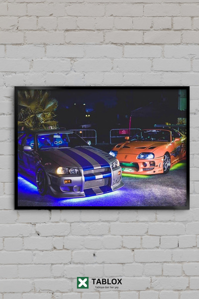 TABLOX Brzi i besni Skyline Supra neon noćni okvir dekorativni MDF sto