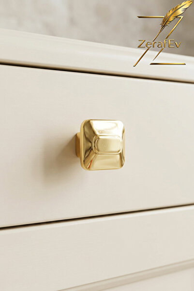 zerafev Monza Luxury Shiny Gold Button Handle - Zamak Furniture Cabinet Drawe...