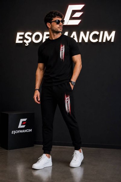 Eşofmancım Men's Seasonal Printed Top and Bottom Tracksuit Set