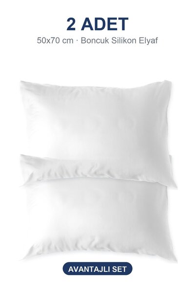 Binna Soft Comfort Touch Biyeli Yastık 2'li Paket 50x70 cm 1000 gr Boncuk Silikon Elyaf Dolgulu - Kı