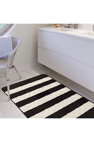 NO BRAND Covorașe de baie cu decupaj pentru toaletă Sad XL negru Set 60cmx100