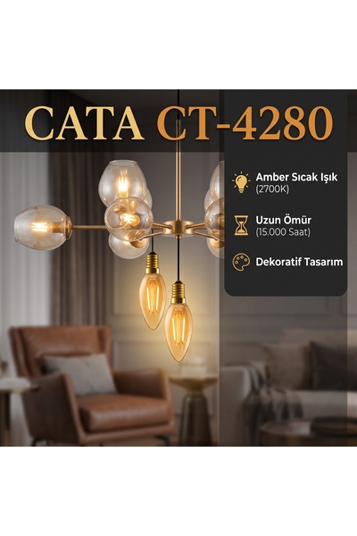 CT-4280 4W Amber Rustik Mum Led Ampul E14 Duy AMBER RENK