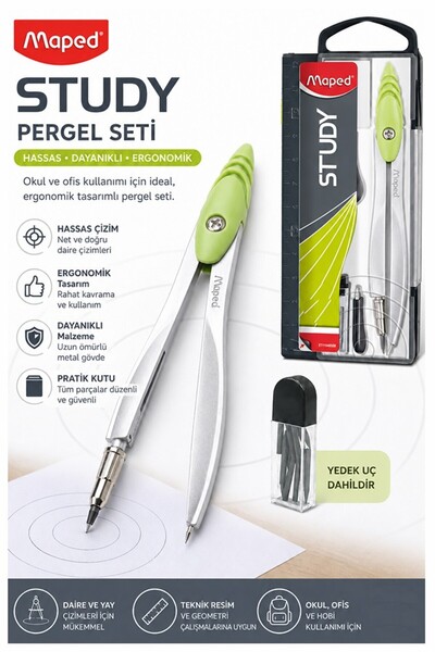 Artlantis Renkli Metal Pergel 1 Adet Maped 119450 Pergel Seti Teknik Çizim Ma...