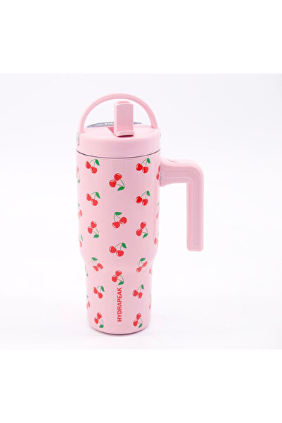 MyBalliStore Hydrapeak Pembe Kiraz Desenli Kulplu Termos Mug - Pipetli Paslan...