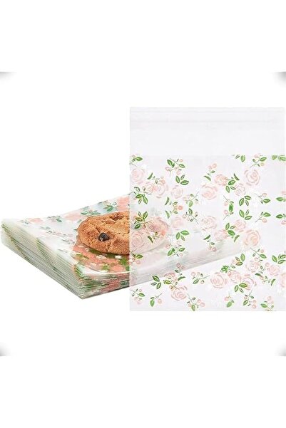 Generic Brand Tazweeq 200Pcs Self Adhesive Cookie Bags, Clear Cellophane Trea...
