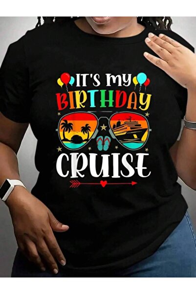 26LIK تي شيرت بطباعة جرافيكية باللون الأسود من Family Cruising Sunglasses It'...