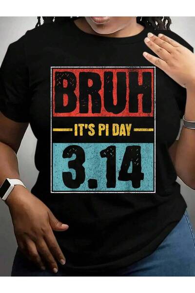 k222 تي شيرت بطباعة جرافيكية سوداء بعبارة "Bruh It's Shirt Funny Pi Day Sayin...