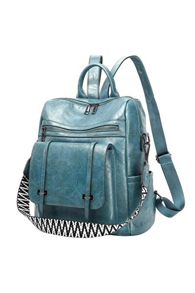 Generic Blue Backpack Purse for Women PU Leather Womens Ladies Backpack Purse...