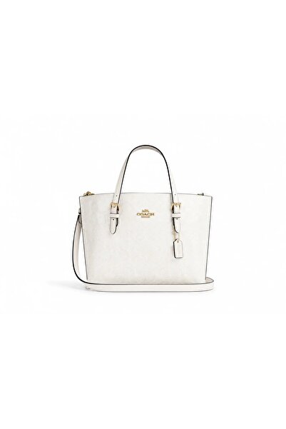 Coach Γυναικεία τσάντα Mollie Tote 25 από καμβά Signature, Λευκό