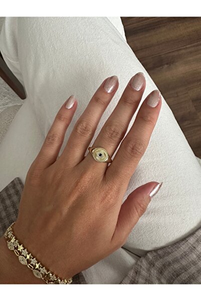 ringbox Gold Navy Blue Stone Vintage Eye Ring