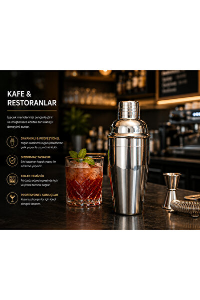 YDGR 350 ml Paslanmaz Çelik Kokteyl Shaker – Profesyonel İçecek Karıştırıcı Bar Shakerı