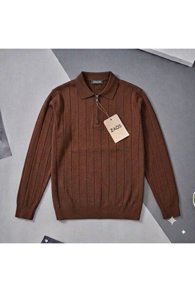 zs zaos fashion Men's Long-Sleeved Seasonal Polywool Zippered Basic Knitwear ...