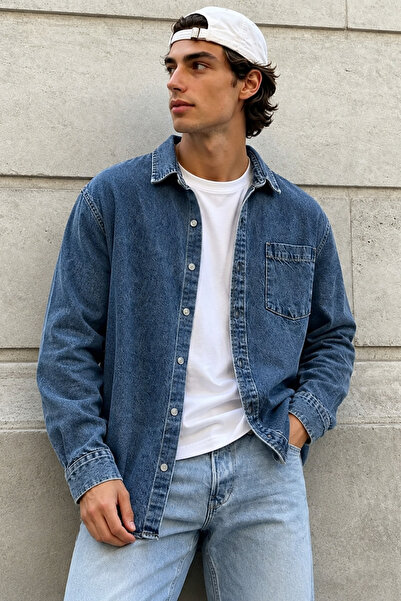 Tarz Cool Men's Regular Denim Shirt – Washable Denim Long Sleeve Jean Shirt w...