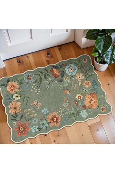 Generic Floral Entryway Rug 2x3ft Green, Washable Kitchen Rug Non Slip Ultra ...