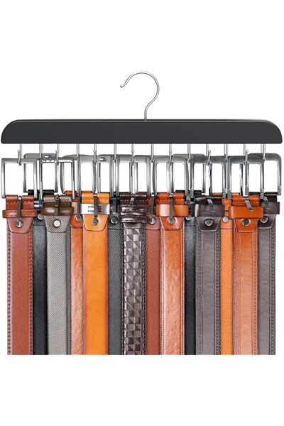 Generic 14 Hooks Wooden Belt Hanger Organizer for Closet Storage, 360°Rotatin...