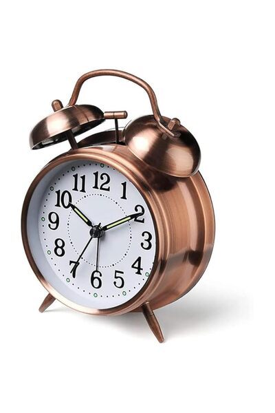 Generic Brand X spring Twin Bell Alarm Clock, Red-Brown Retro Metal Extra Lou...