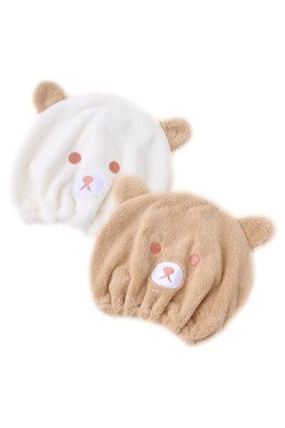 Generic TERRIFI Kid's Hair Drying Wrap Hat, 2 Pcs Cute Absorbent Soft Microfi...