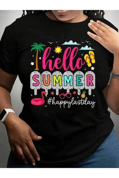 25W Happy Last Day Of Teacher Hello Summer Back To School Black Graphic T Shi...