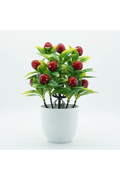 Generic Artificial Fruit Bonsai Plant with White Ceramic Pot, Desktop Decorat...