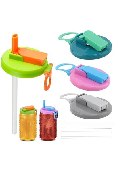 Generic REVHQ Soda Can Lids with Straw, Snaplid for Cans, 4 Pieces Can Lids f...