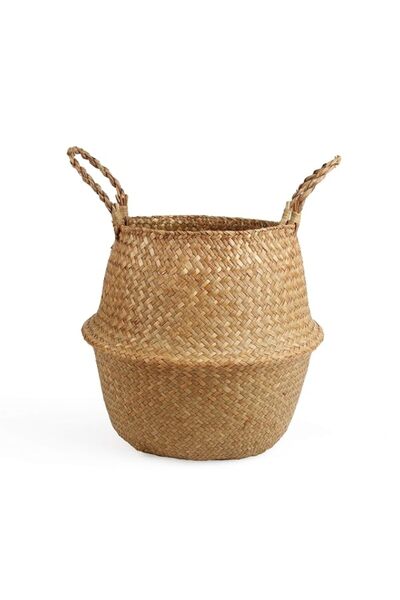 Generic Woven Seagrass Belly Basket for Storage, Plant Pot, Laundry, Picnic a...