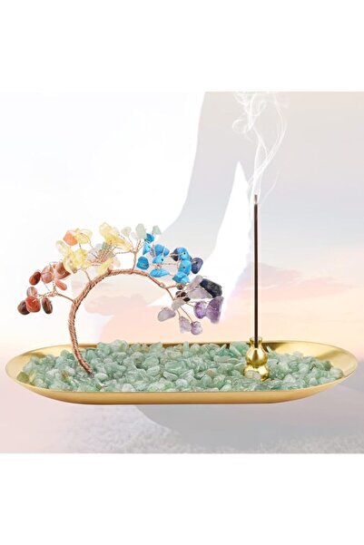 Generic Brand Crystal Tree Incense Holder with Healing Crystals, 7 Chakra Sto...