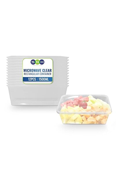 Generic SNH Packing 12 Pack Clear Rectangular 1500ml Microwave-Safe Food Cont...
