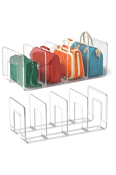 Generic Beauenty 2pcs Clear Acrylic Purse Handbag Organizer 4 Sections Bag Cl...