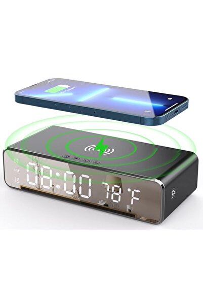 Generic Brand Excefore Wireless Charging Digital Alarm Clock, 15W Fast Wirele...