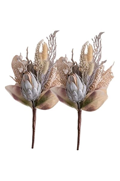 Generic 2 Pcs King Protea Dried Artificial Flowers – Azonee Gray Boho Style F...
